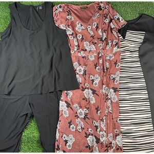 Lot Of 4 Women's Plus Size 2XL Dress Clothes Floral Maxi Dress Long Romper Black